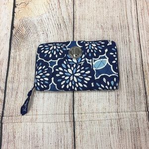 Vera Bradley Navy white Wallet 3 Dividers